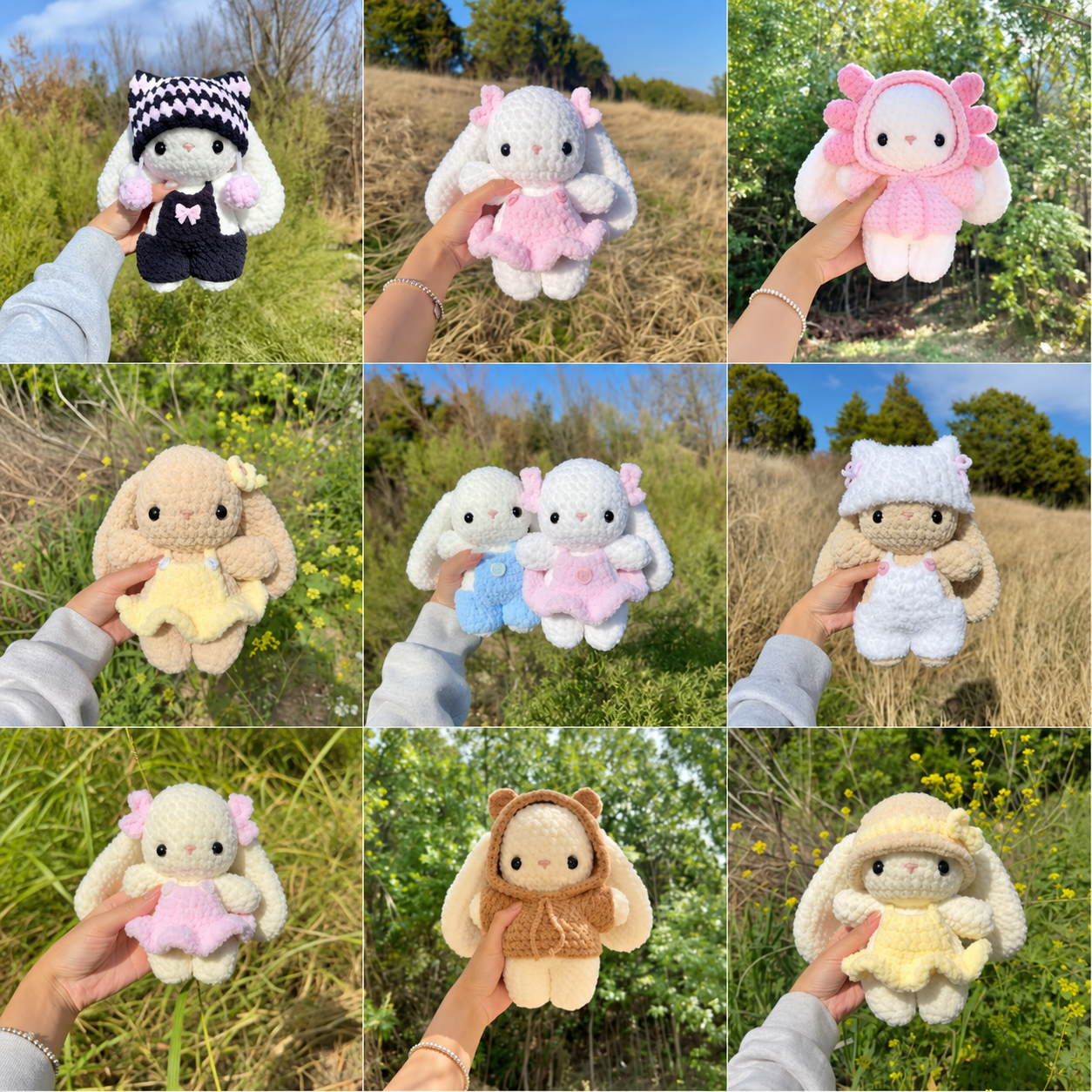 10-in-1 Baby Bunny Crochet Pattern Bundle PDF – Cute Bunny with Interchangeable Outfits | Digital Download with Step-by-Step Video Tutorial