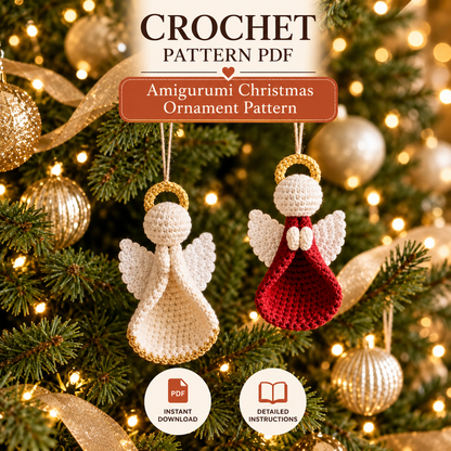 Christmas Angel Ornament Crochet Pattern PDF | Amigurumi Angel Pattern | Christmas Tree Decoration | Beginner Friendly Holiday Crochet