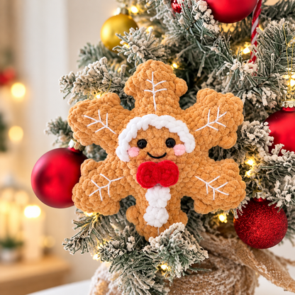 4-in-1 No-Sew Crochet Snowflake Pattern PDF | Santa, Reindeer, Snowman & Gingerbread | Christmas Amigurumi Ornament Pattern