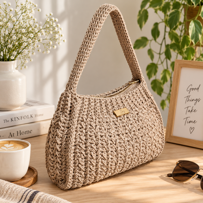 Alice Bag Crochet Pattern PDF + Video Tutorial, Easy Crochet Shoulder Bag Pattern, Textured Handbag, Crochet Purse Digital Download