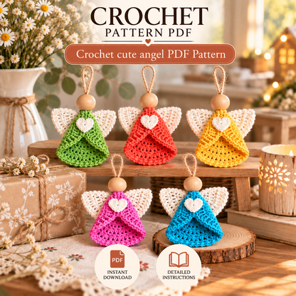 Crochet Angel Ornament Pattern PDF + Video Tutorial | Cute Christmas Angel Crochet Pattern |  Holiday Tree Ornament |  Handmade Gift Pattern