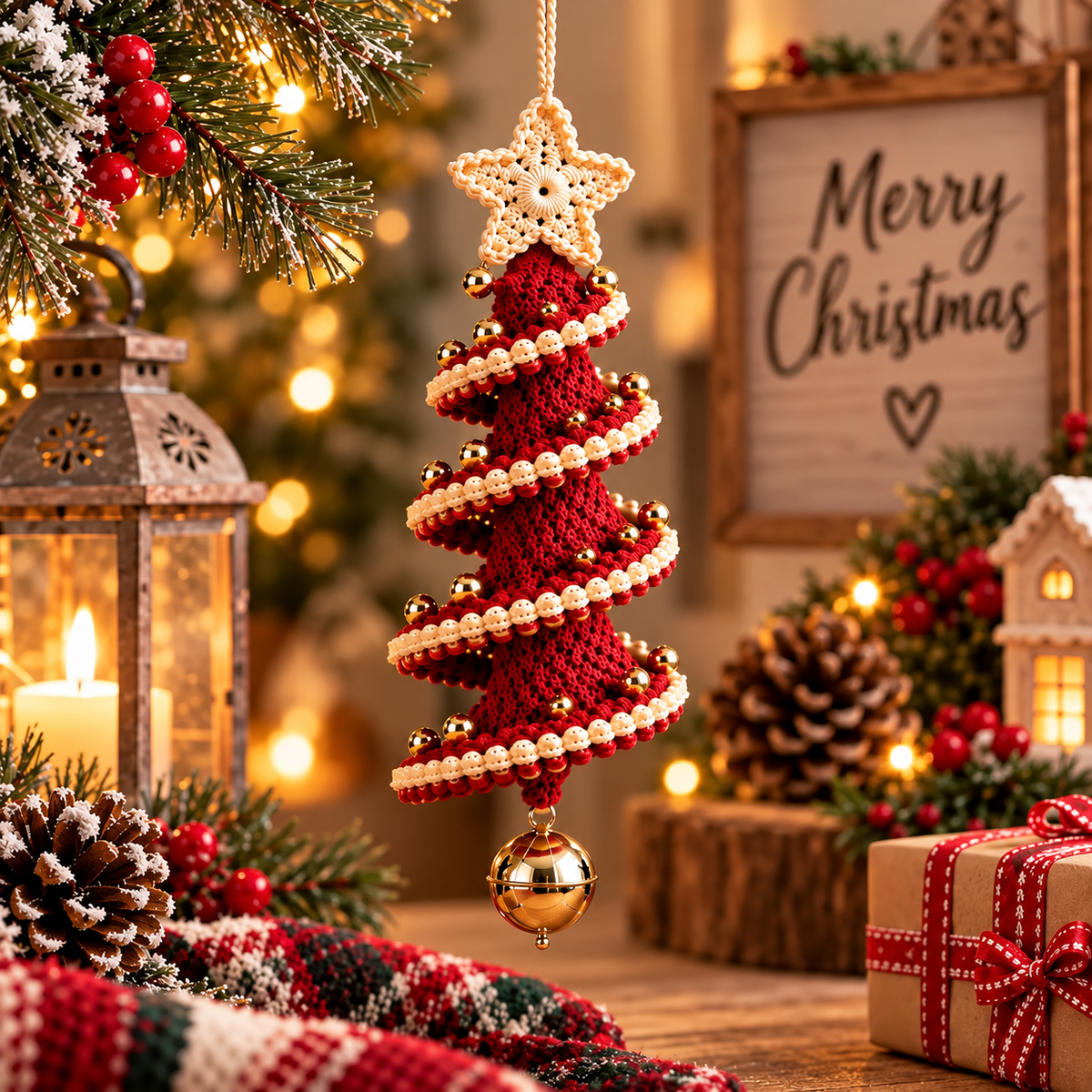 Christmas Tree Crochet Pattern PDF, 3 in 1 Spiral Christmas Ornament, Hanging Christmas Tree Decoration, Holiday Wind Spinner, Instant Download