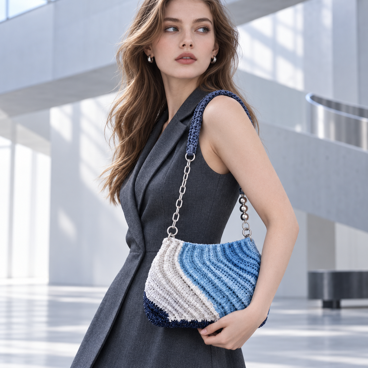 Textured Crochet Bag Pattern PDF | Ribbed Shoulder Bag Crochet Pattern | Modern Crochet Handbag | Beginner Friendly | Instant Download