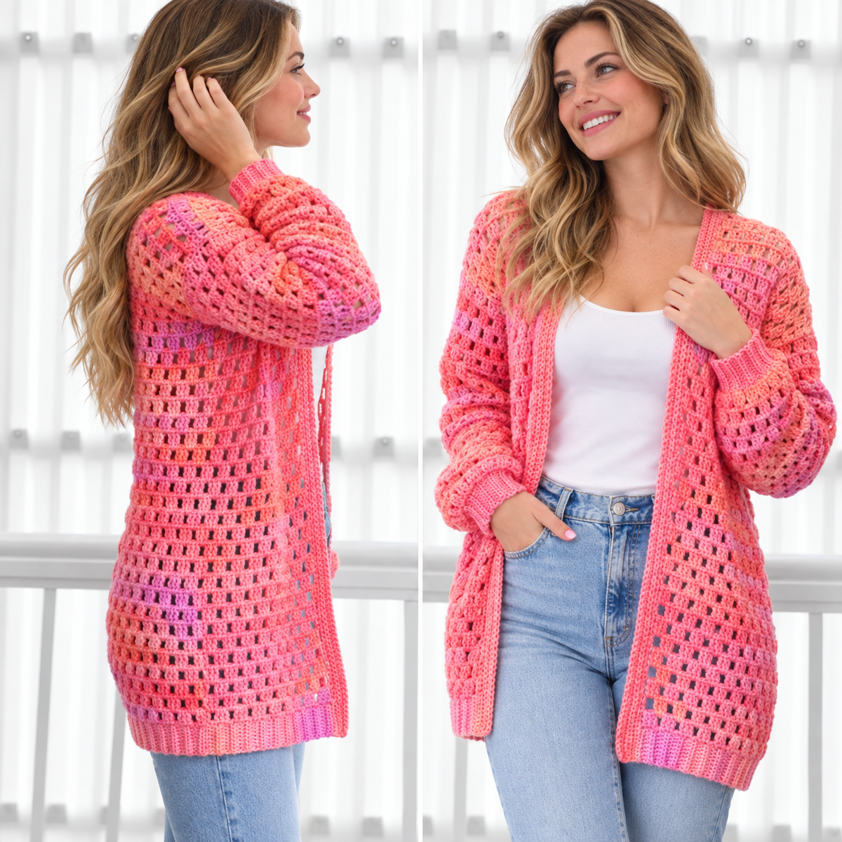 ELOISE Crochet Cardigan Pattern PDF | Easy Granny Stitch Cardigan | Women’s Crochet Sweater Pattern XS–3XL | Beginner Friendly