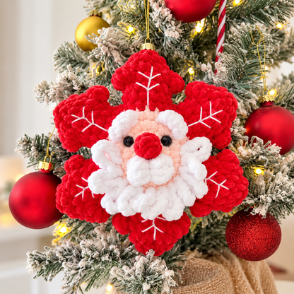 4-in-1 No-Sew Crochet Snowflake Pattern PDF | Santa, Reindeer, Snowman & Gingerbread | Christmas Amigurumi Ornament Pattern