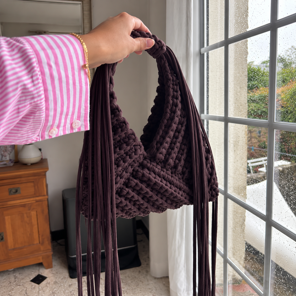 Tamarin 3 in 1 Crochet Bag Pattern PDF + Video Tutorial, Fringe Hobo Bag, Boho Shoulder Bag Crochet Pattern, 4 Languages