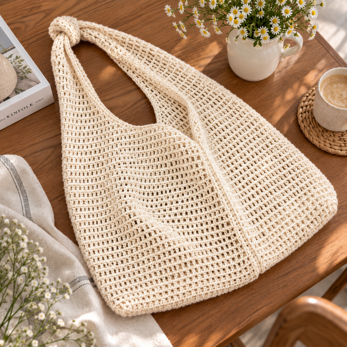 Everyday Crochet Tote Bag Pattern PDF, Easy Mesh Market Bag Crochet Pattern, Reusable Shoulder Bag, Beginner Friendly Crochet Bag