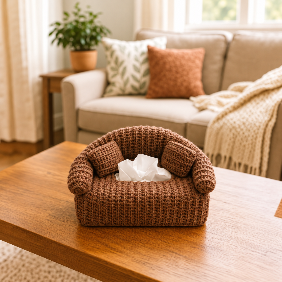 Crochet Tissue Box Cover Pattern PDF | Mini Sofa Tissue Holder Crochet Pattern | Christmas Couch Tissue Box Cozy | Cute Home Decor | 4 Languages