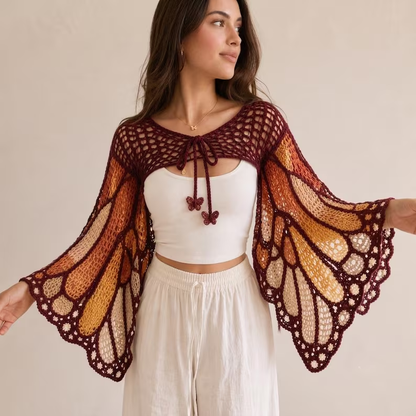 Butterfly Wing Crochet Shrug Pattern PDF, Spiderweb Lace Bolero, Fairycore Festival Cardigan, Gothic Crochet Top XS–3XL, Instant Download