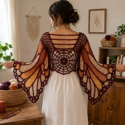 Butterfly Wing Crochet Shrug Pattern PDF, Spiderweb Lace Bolero, Fairycore Festival Cardigan, Gothic Crochet Top XS–3XL, Instant Download