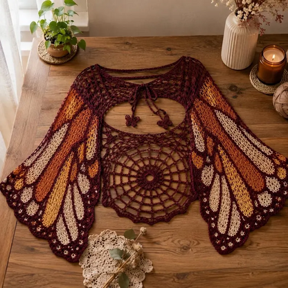 Butterfly Wing Crochet Shrug Pattern PDF, Spiderweb Lace Bolero, Fairycore Festival Cardigan, Gothic Crochet Top XS–3XL, Instant Download