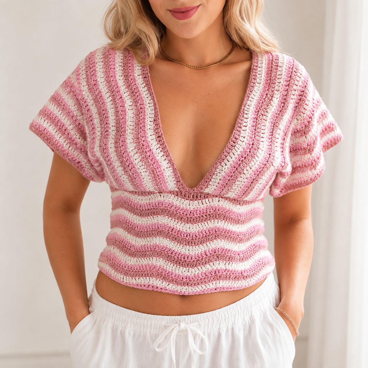 Cloudlace Crochet Top Pattern PDF – Made-to-Measure Summer Crochet Top, Open Back Tie Top, Digital Crochet Pattern