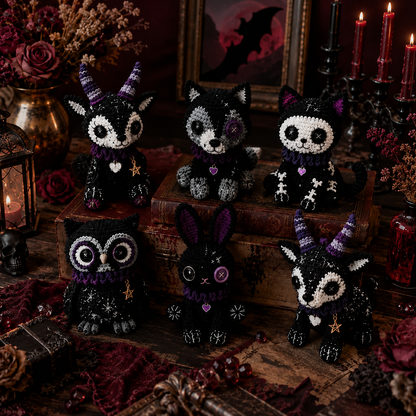 Gothic Crochet Amigurumi Pattern Set, Spooky Halloween Crochet Dolls, Creepy Cute Plushies Pattern, Goth Amigurumi PDF Digital Download