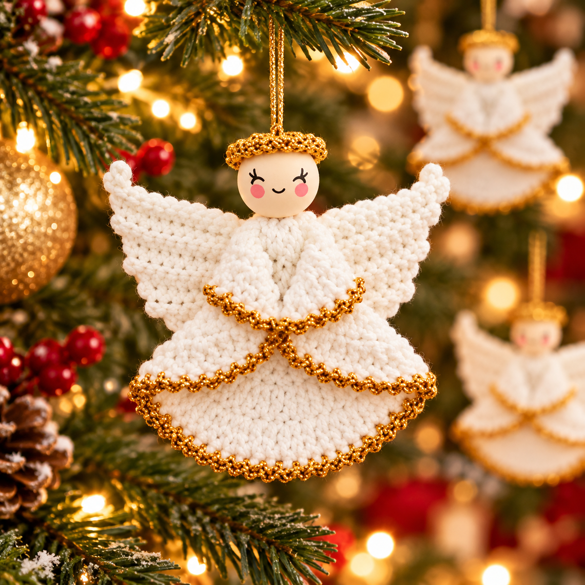 Crochet Angel Ornament Pattern PDF + Video Tutorial |  Christmas Angel Crochet Pattern |  Holiday Tree Ornament |  Handmade Christmas Decor