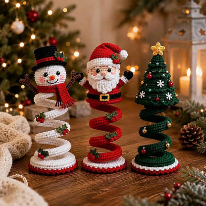 Christmas Spiral Ornament Crochet Pattern | Snowman Santa Christmas Tree Amigurumi PDF | Spiral Ornament Set | Intermediate Crochet Pattern