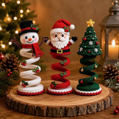 Christmas Spiral Ornament Crochet Pattern | Snowman Santa Christmas Tree Amigurumi PDF | Spiral Ornament Set | Intermediate Crochet Pattern