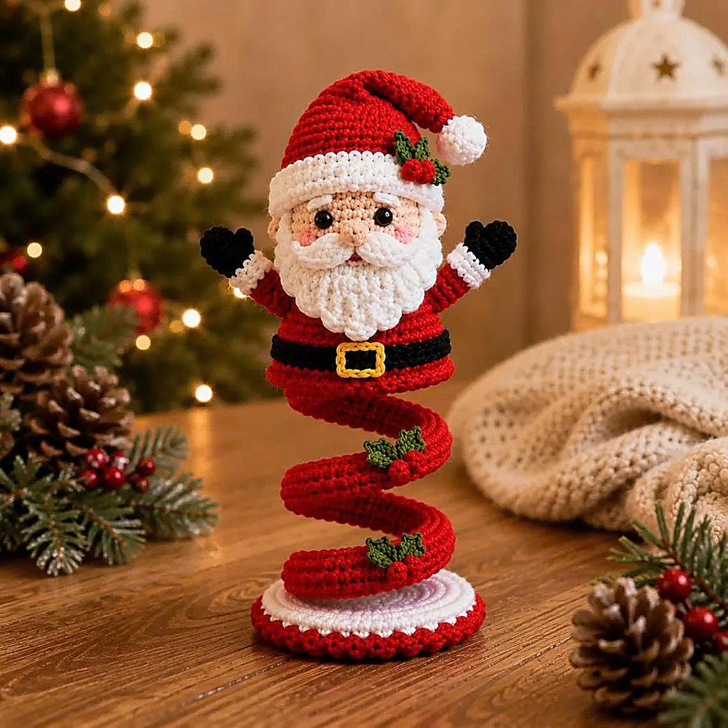 Christmas Spiral Ornament Crochet Pattern | Snowman Santa Christmas Tree Amigurumi PDF | Spiral Ornament Set | Intermediate Crochet Pattern