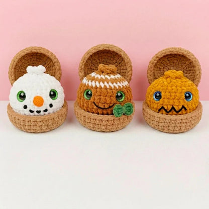 Christmas Dumpling Crochet Pattern PDF, 5 in 1 Holiday Amigurumi & Steamer, No Sew Christmas Plushie Pattern, Instant Download
