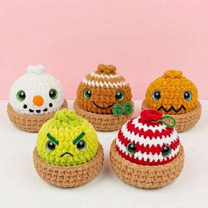 Christmas Dumpling Crochet Pattern PDF, 5 in 1 Holiday Amigurumi & Steamer, No Sew Christmas Plushie Pattern, Instant Download