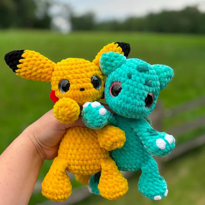 6 in 1 Monster Huggies Crochet Pattern PDF, Low Sew Pocket Pal Amigurumi, Cute Mini Creature Plushies, Digital Download