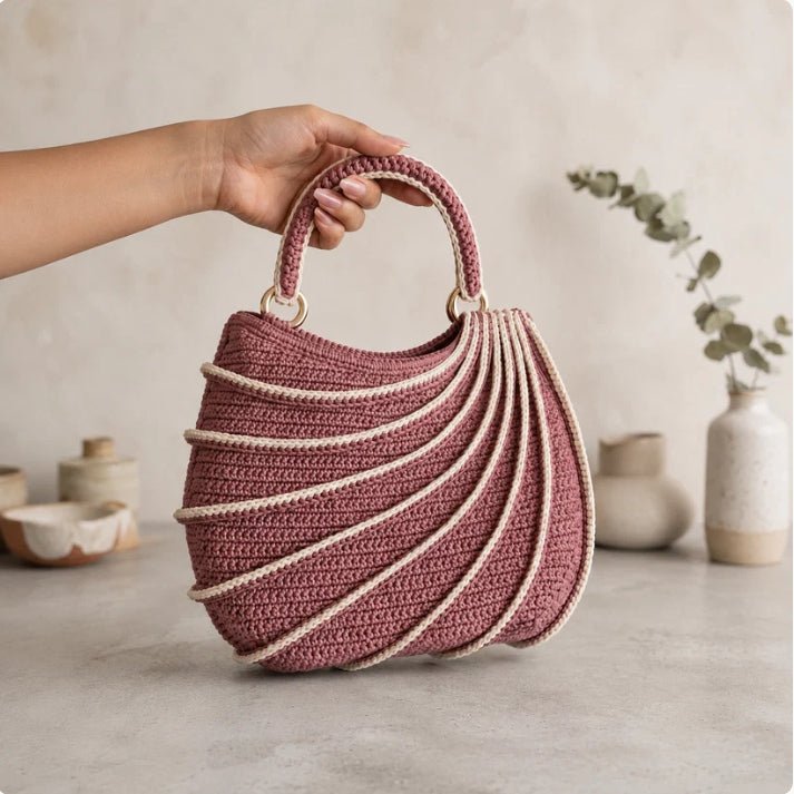 Wavy Handbag Crochet Pattern PDF, Textured Shoulder Bag Pattern, Elegant Crochet Purse Tutorial, Photo & Video Guide, Instant Download