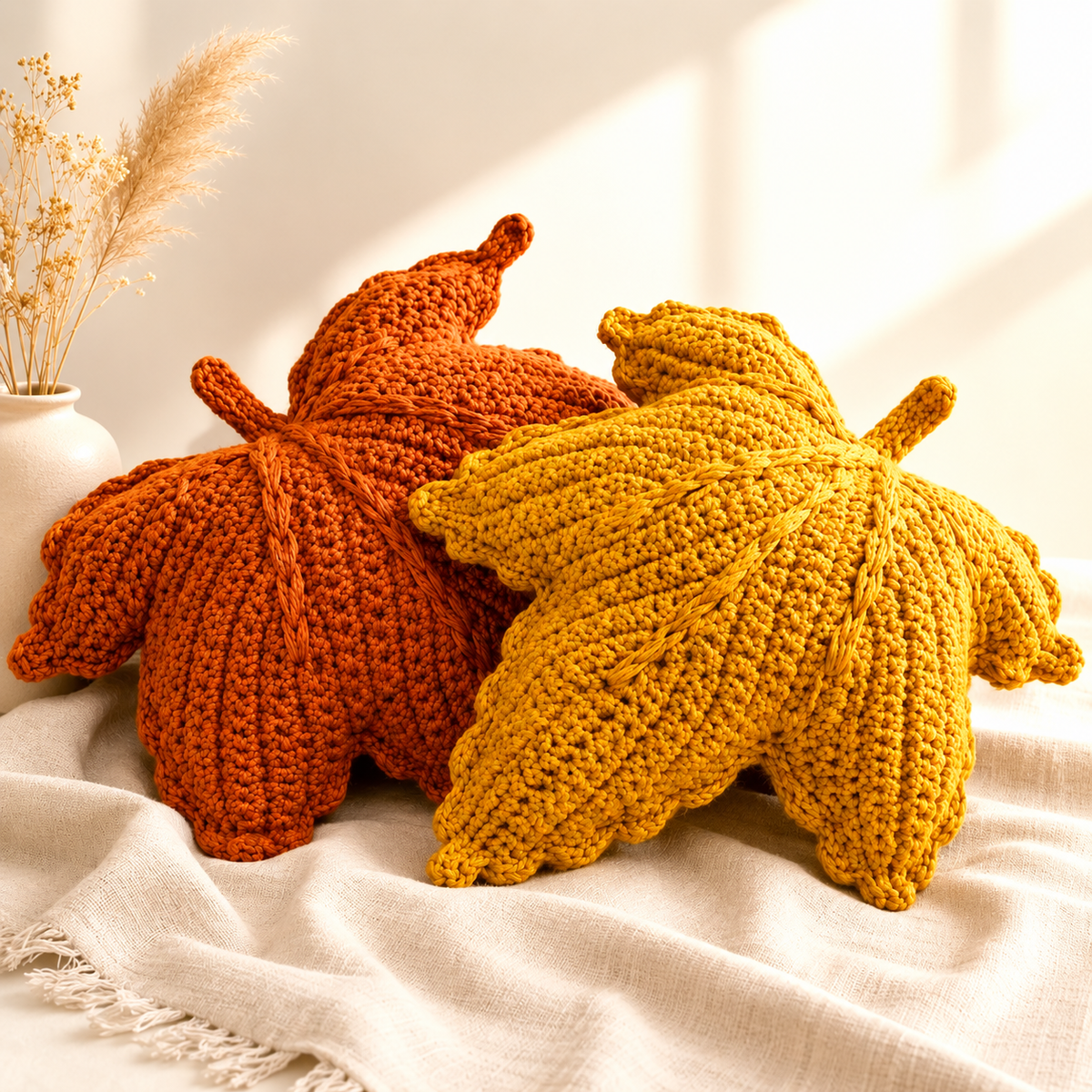 Crochet Leaf Pillow Pattern PDF | Maple Leaf Cushion Crochet Pattern | Fall Autumn Home Decor | Beginner Friendly | 4 Languages
