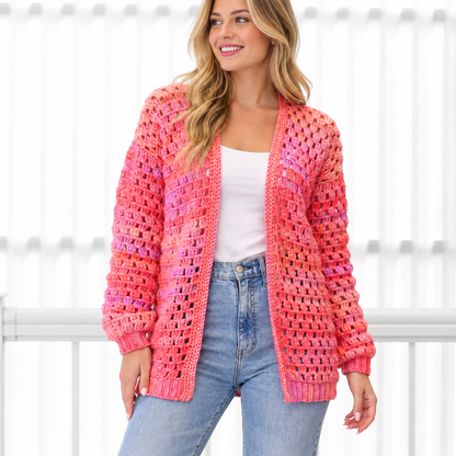 ELOISE Crochet Cardigan Pattern PDF | Easy Granny Stitch Cardigan | Women’s Crochet Sweater Pattern XS–3XL | Beginner Friendly