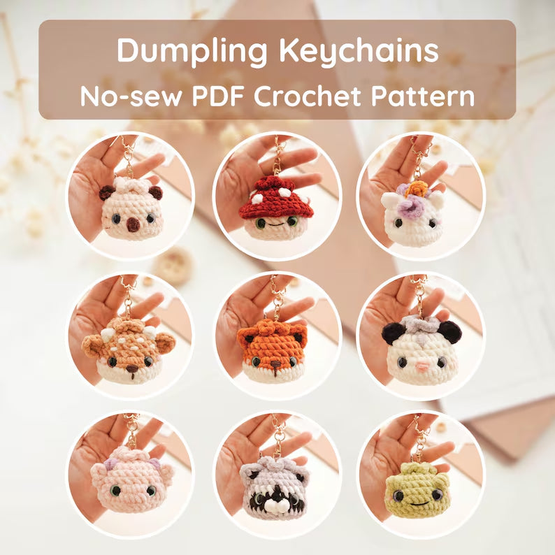 10 in 1 Whimsy Dumpling Crochet Pattern PDF, No Sew Amigurumi Animals & Steamer Basket, Cute Bao Plushie Pattern, Instant Download
