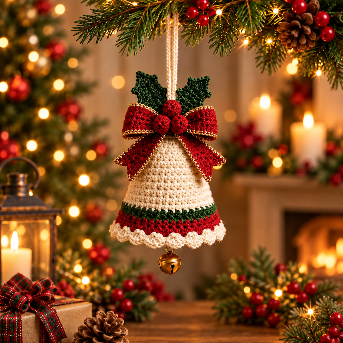 3-in-1 Crochet Christmas Bell Ornament Pattern PDF | Christmas Tree Decorations | Poinsettia, Snowflake & Bow Bell | Holiday Crochet Pattern