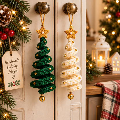 3-in-1 Crochet Christmas Tree Pattern PDF | Spiral Christmas Tree Ornament Crochet Pattern | DIY Xmas Tree Hanging Decorations | Beginner Friendly | Instant Download