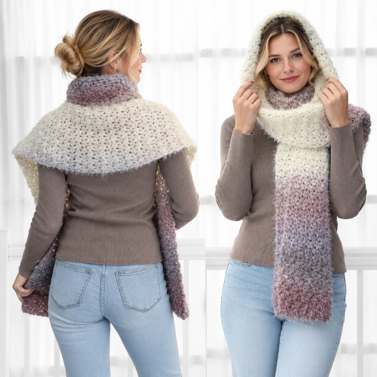 3-in-1 AMARA Crochet Scarf Pattern PDF | Crochet Hooded Scarf Pattern | Turtleneck Hoodie Scarf | Crochet Neck Warmer | Beginner Friendly | Winter Accessories