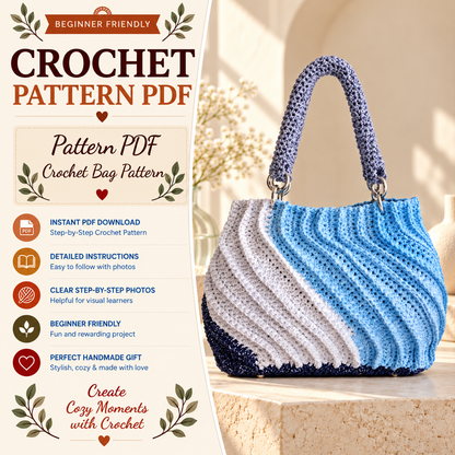 Textured Crochet Bag Pattern PDF | Ribbed Shoulder Bag Crochet Pattern | Modern Crochet Handbag | Beginner Friendly | Instant Download