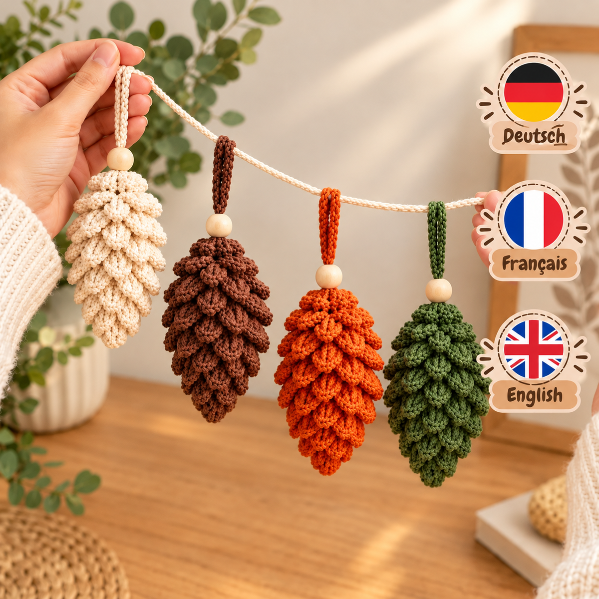 Pinecone Ornament Crochet Pattern PDF |3D Crochet Pine Cone | Rustic Christmas Tree Decorations  Woodland Holiday Decor |  DIY Christmas Gift