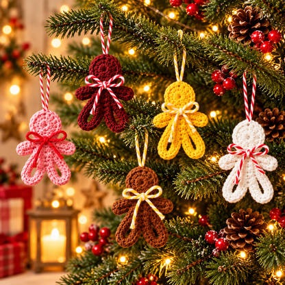 Mini Gingerbread Man Crochet Pattern PDF | Christmas Ornament Crochet Pattern | Holiday Tree Decoration | Beginner Friendly