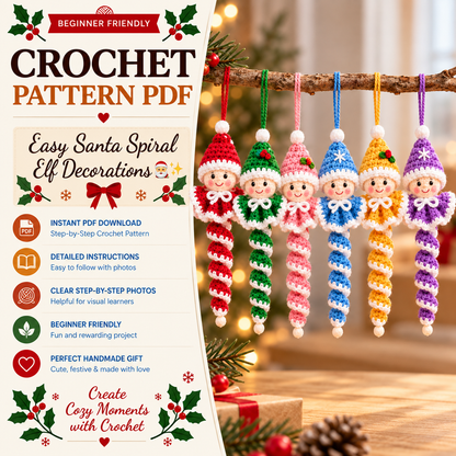 Santa & Elf Spiral Crochet Pattern PDF | Christmas Ornament Crochet Pattern | Spiral Christmas Tree Decoration | Beginner Friendly