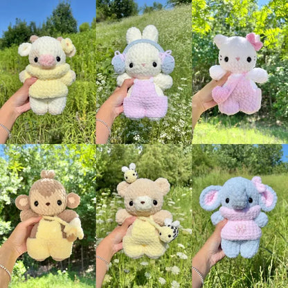 15-in-1 Baby Animals Crochet Pattern Bundle PDF – Cute Amigurumi Plushies with Interchangeable Clothing | Digital Download with Step-by-Step Video Tutorial