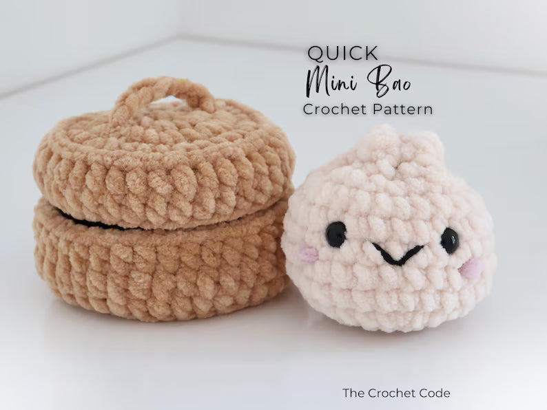 2-in-1 Dumpling & Bao Bun Crochet Pattern PDF – No-Sew Kawaii Amigurumi with Steamer Basket | Digital Download with Step-by-Step Video Tutorial