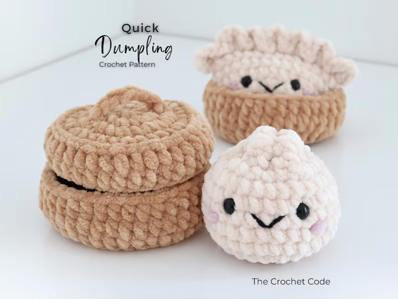 2-in-1 Dumpling & Bao Bun Crochet Pattern PDF – No-Sew Kawaii Amigurumi with Steamer Basket | Digital Download with Step-by-Step Video Tutorial