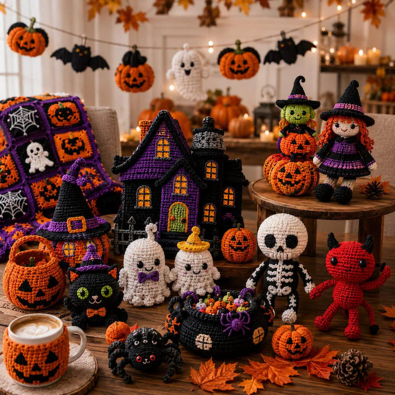 30 Halloween Crochet Patterns Bundle PDF | Ghosts, Pumpkins, Witches, Bats & Spooky Amigurumi | Beginner Friendly | Instant Download