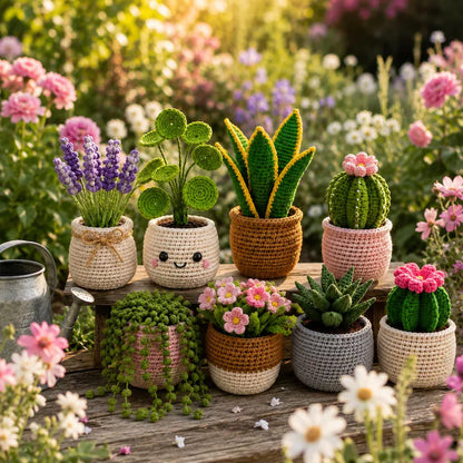 12-in-1 Crochet Plant Patterns Bundle PDF – Amigurumi Houseplants, Succulents & Cactus | Digital Download with Step-by-Step Video Tutorial