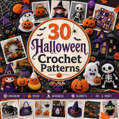 30 Halloween Crochet Patterns Bundle PDF | Ghosts, Pumpkins, Witches, Bats & Spooky Amigurumi | Beginner Friendly | Instant Download