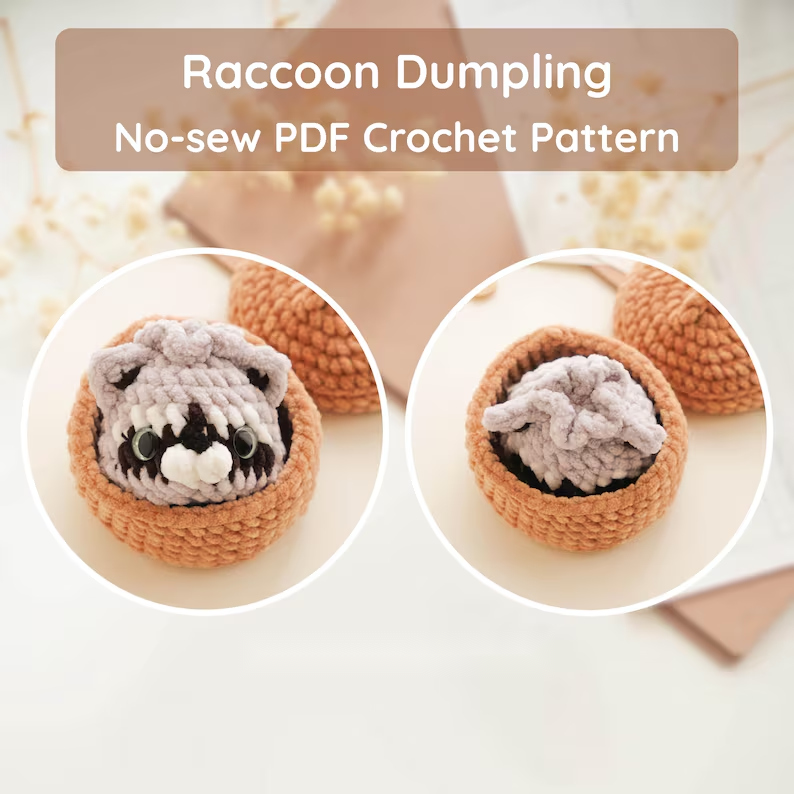 10 in 1 Whimsy Dumpling Crochet Pattern PDF, No Sew Amigurumi Animals & Steamer Basket, Cute Bao Plushie Pattern, Instant Download