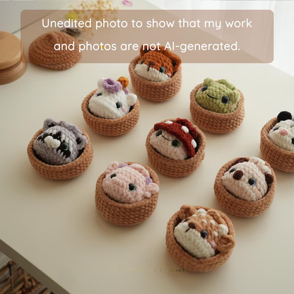 10 in 1 Whimsy Dumpling Crochet Pattern PDF, No Sew Amigurumi Animals & Steamer Basket, Cute Bao Plushie Pattern, Instant Download