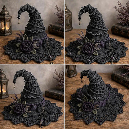 Gothic Witch Hat Crochet Pattern PDF | Halloween Witch Decor Crochet Pattern